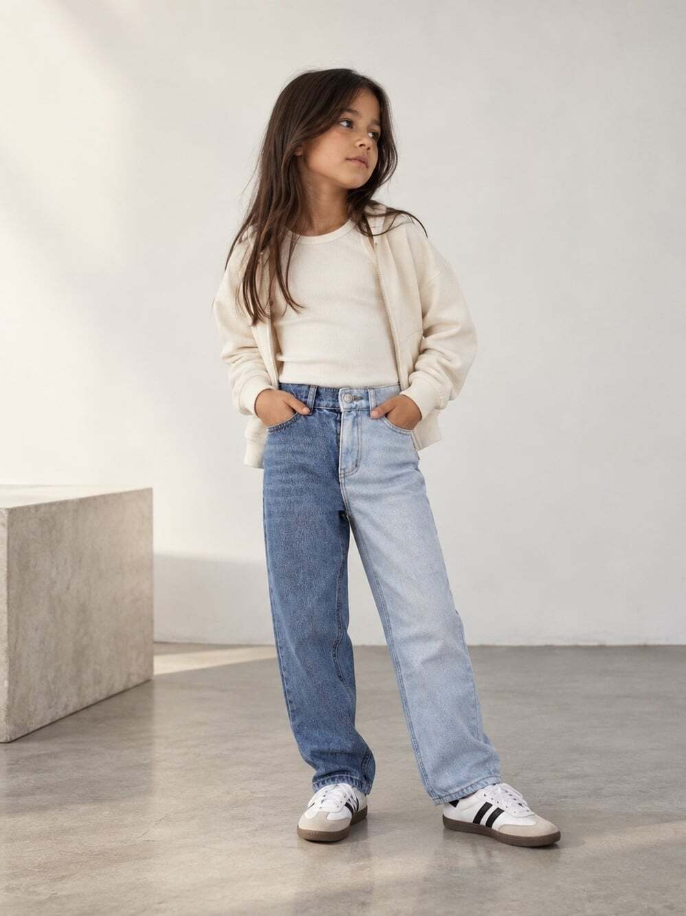 Urban Kids Girls Size 7 Two Tone Mom Jeans High Rise Y2K Colorblock Denim